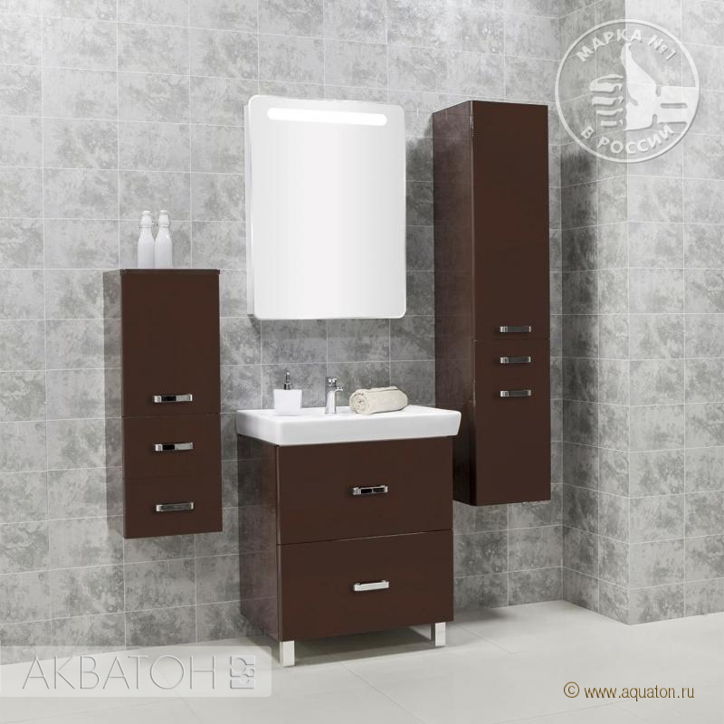 Мебель для ванной "АМЕРИНА 70Н" Темно-коричневый