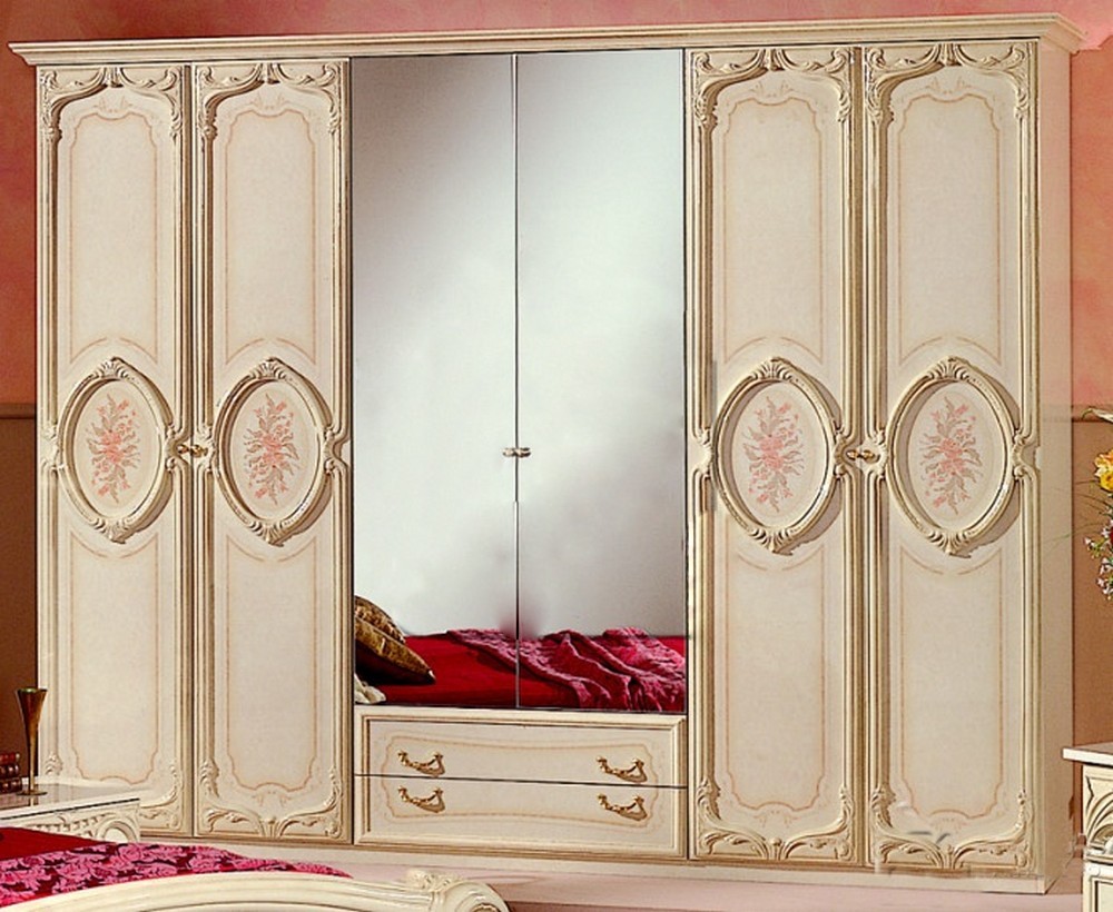 Шкаф 6-и дверный с зеркалами "Роза Беж"
