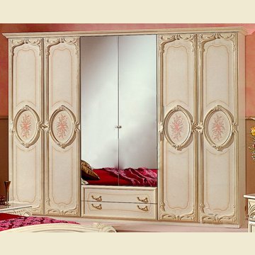 Шкаф 6-и дверный с зеркалами "Роза Беж"