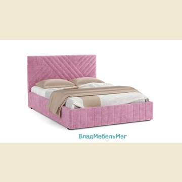Кровать Гамма 1400 с П/М (велюр тенерифе розовый)